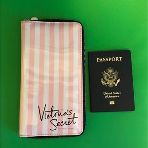 Victorias Secret Striped Travel Passport Wallet